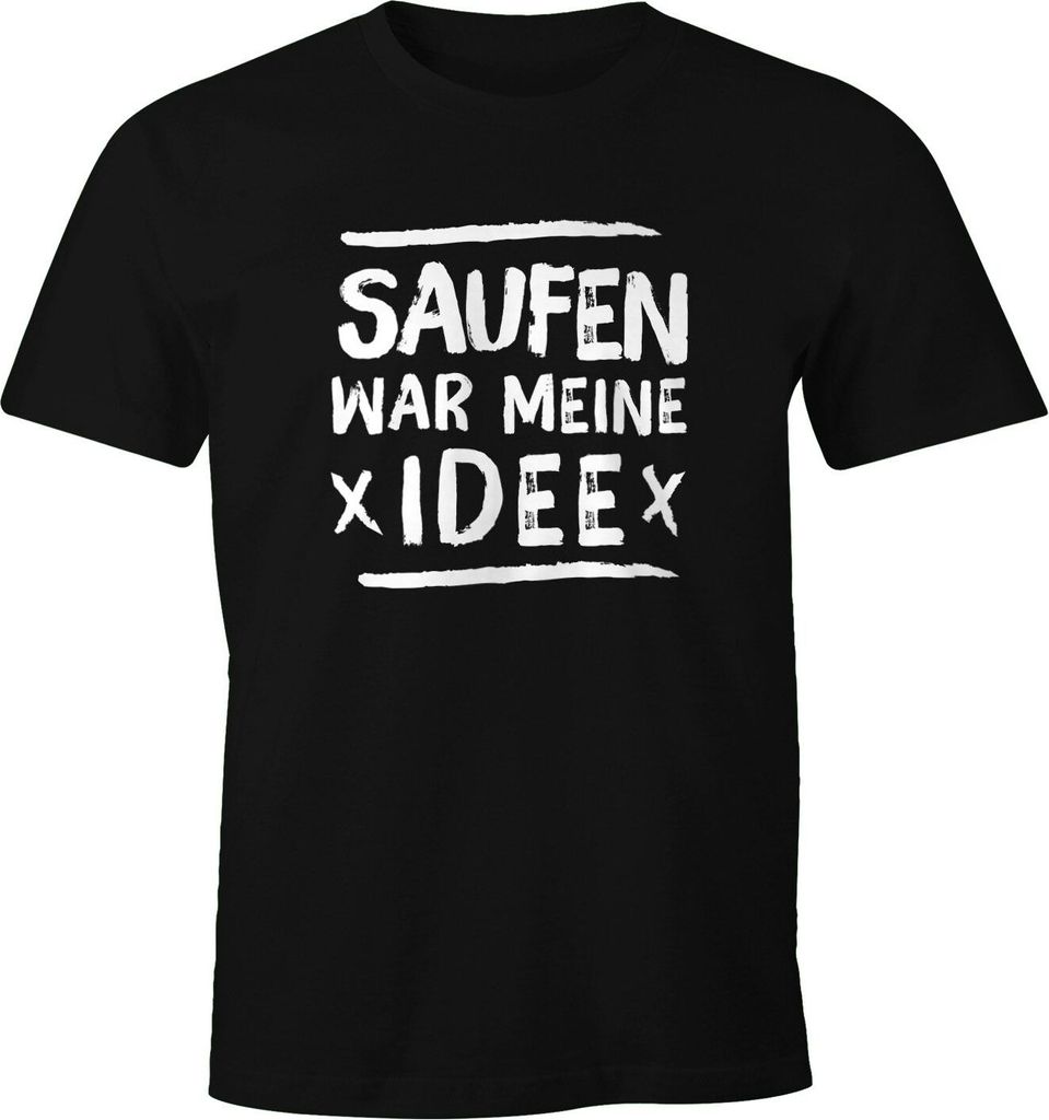 Herren T-Shirt Saufen war meine Idee Spruch lustig Fun-Shirt Moonworks schwarz M