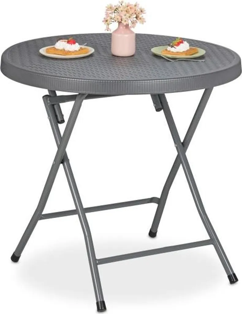 Table de jardin pliante aspect rotin gain de place pour balcon et terrasse