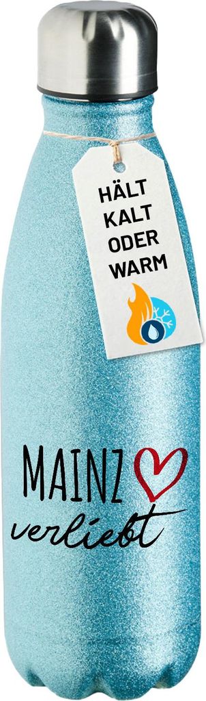 Huuraa Trinkflasche Mainz verliebt 500ml Blue Edelstahl Wasserflasche Trinkflasche Geschenkidee
