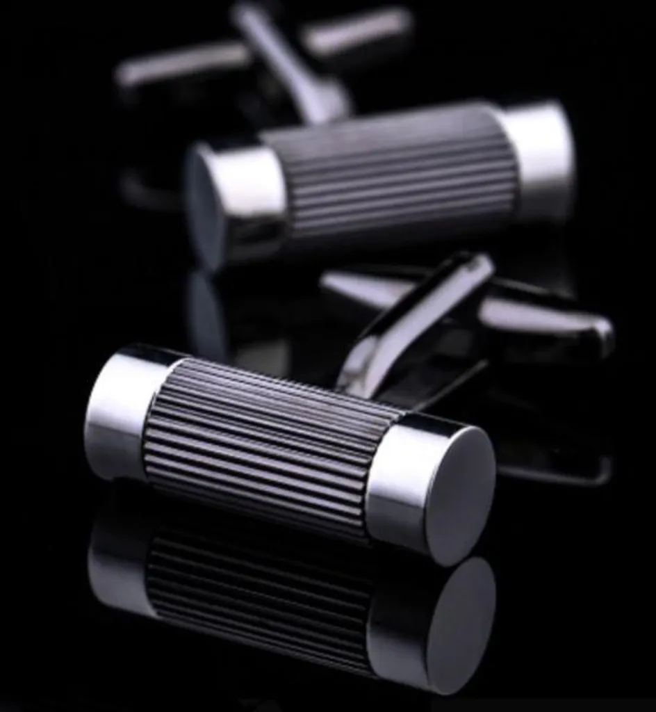 Boutons de manchette rouleaux en acier inoxydable poli pour homme