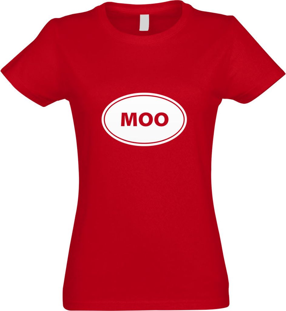 Kiwistar - T-Shirt tailliert - Damen - rot - MOO - mit Motiv Bedruckt - Funshirt Design - Sport - Freizeit - Damen - XXL
