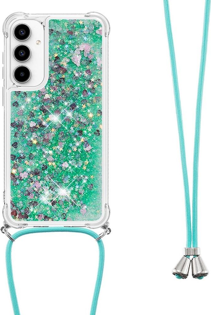 Samsung Galaxy A57 Hülle - Coverup Liquid Glitzer Back Cover mit Handykette - Grün