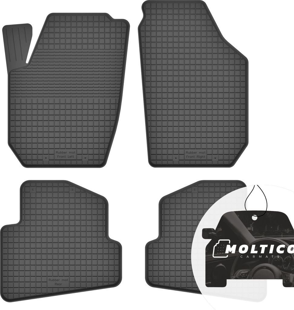 Gummimatten mit Rand Auto Fußmatten Gummi Automatten Passgenau 4-teilig Set - passend für Skoda Fabia II 2007-2014