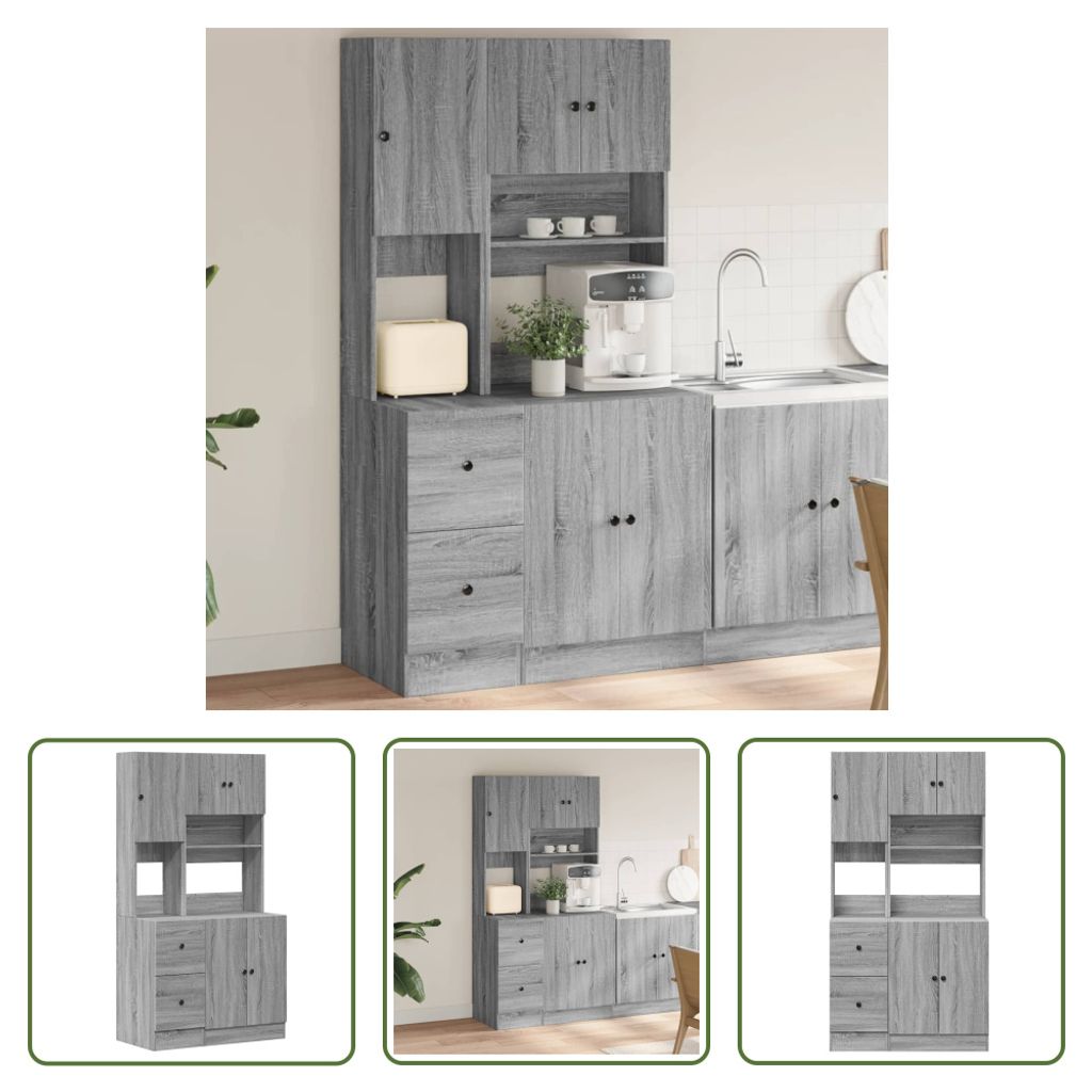 The Living Store Küchenschrank Grau Sonoma 95x50x180 cm Holzwerkstoff