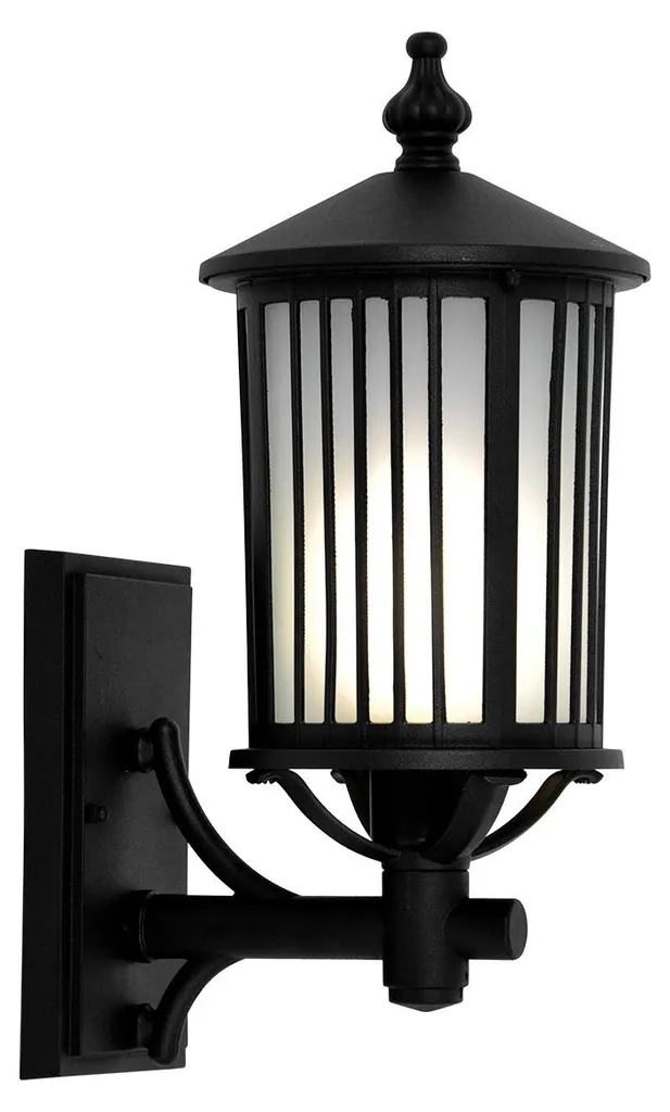 Applique IP44 grande taille 45cm en métal noir et diffuseur opale E27