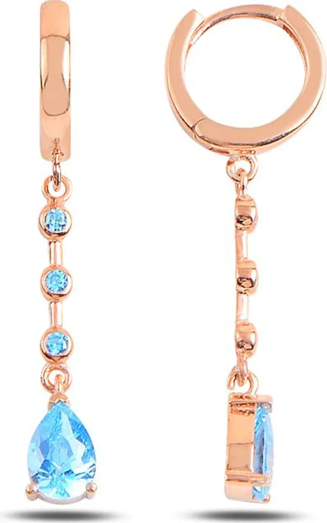 Boucles d'oreilles Argent 925 et Aigue-marine Véritable pour Femme