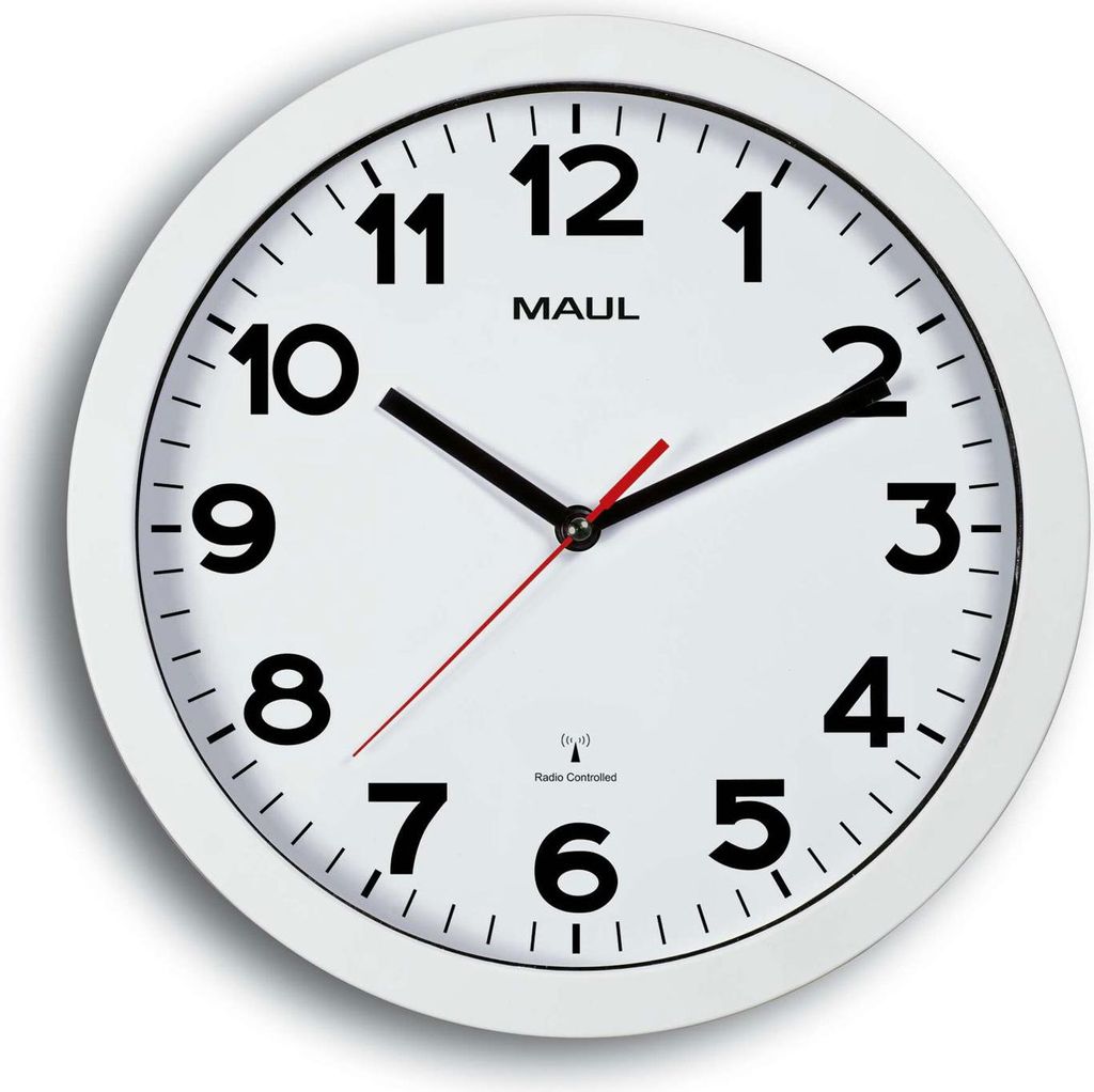 MAUL Wanduhr MAULstep Ø 30 x 5 cm funkgesteuert Kunststoff Produktbild 