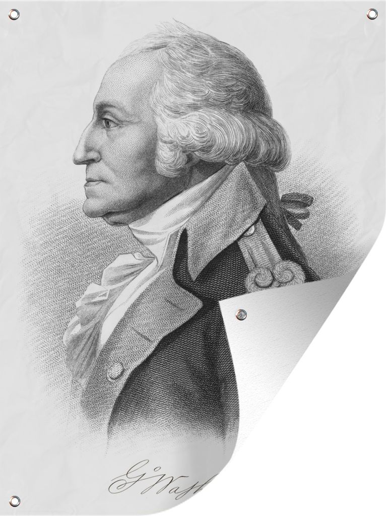 MuchoWow 60x80 cm Outdoor-Poster Gartendeko Sichtschutz Garten Poster für den Garten Eine Illustration von Präsident George Washington mit sei...