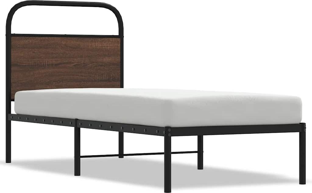 Bettgestell ohne Matratze 75x190 cm Braun Eichen-Optik