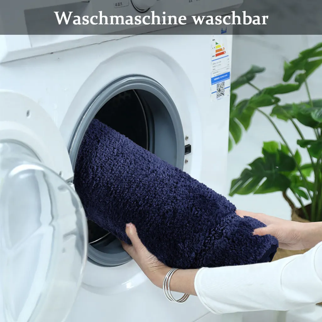 Tapis de douche absorbant bleu nuit lavable en machine format 50x80cm - 5