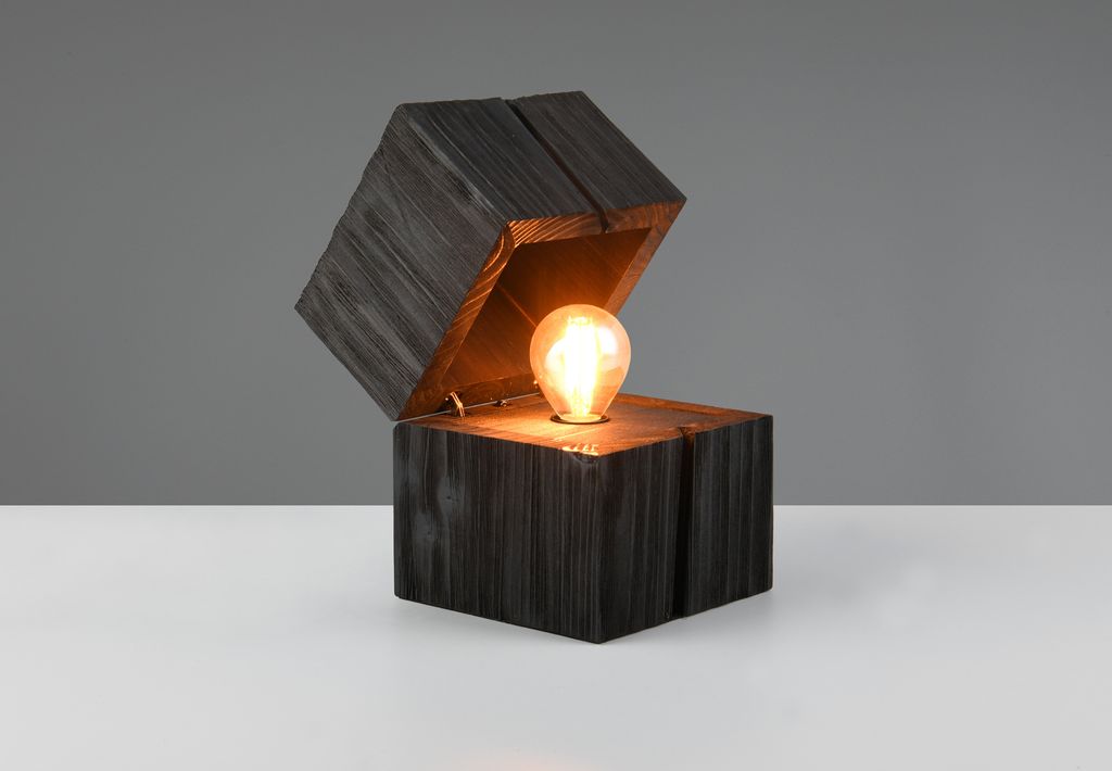 Lampada da tavolo Treasure nera 1xE14x10W in legno, Immagine del prodotto 