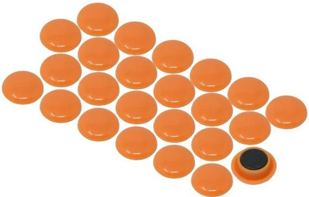 Aimants puissants orange lot de 24 - Magnets ronds pour notes et frigo