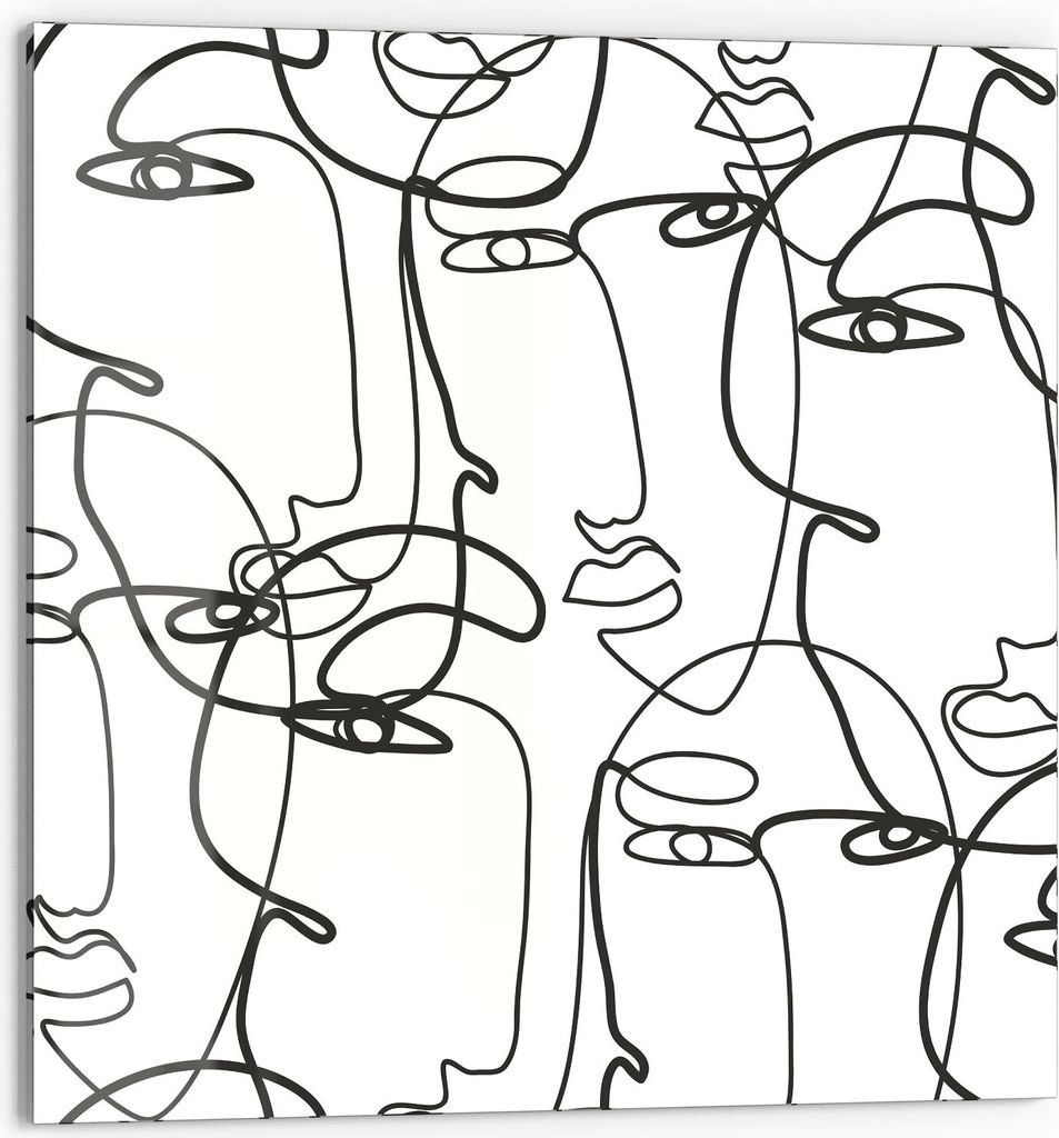 DEQORI Küchenrückwand Glas 60x60 cm 'Linien formen Gesichter' Spritzschutz Bad Rückwand