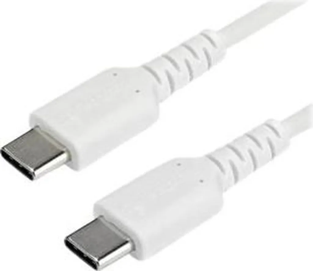 StarTech.com Cavo di Ricarica USB-C da 2m - Resistente Cavetto USB-C di Ricarica Veloce e Sync da USB 2.0 a USB Type C - Rivestimento in TPE e Fibra Aramidica M/M 60W Bianco, Samsung S10/S20/Ipad Pro/MS Surface - 6