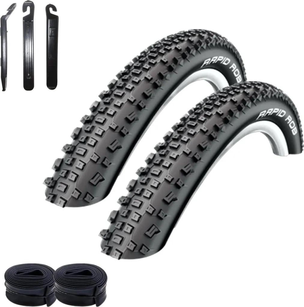 Pack de 2 Pneus Vélo 29 Pouces Schwalbe Rapid Rob 54-622 et Accessoires