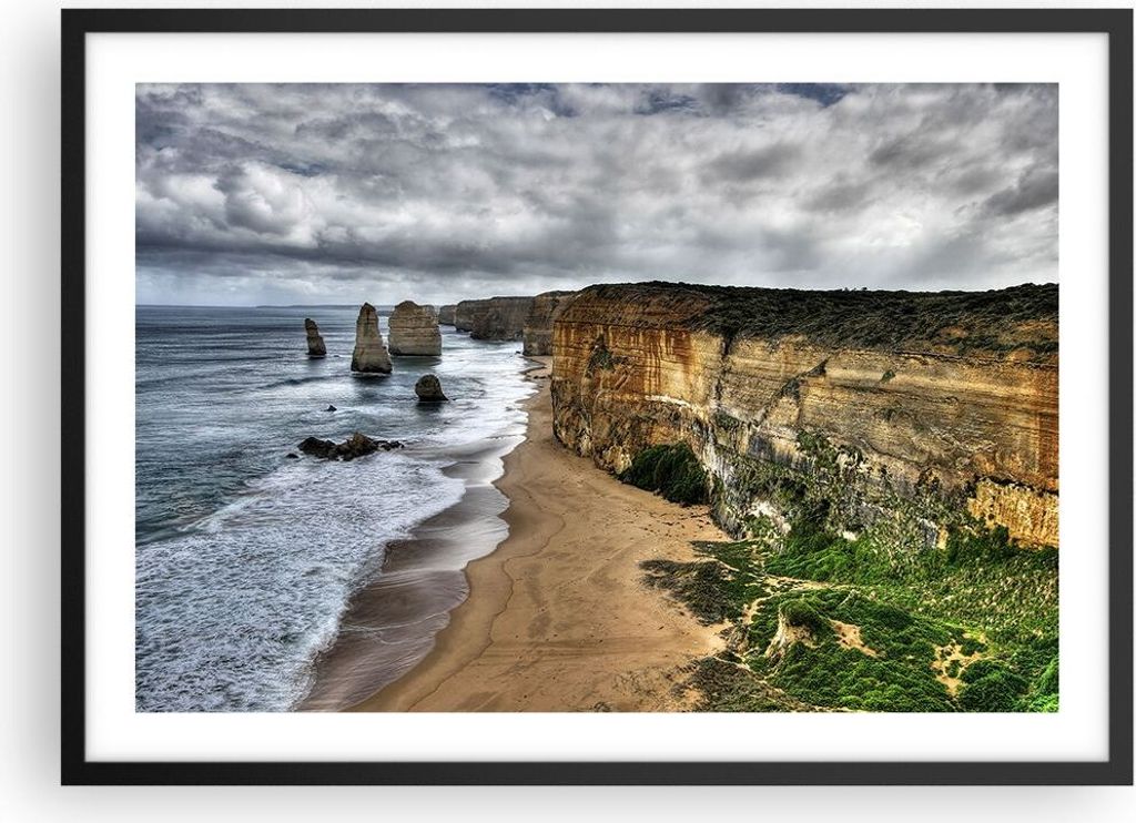 Gerahmtes Poster - Schwarzer Rahmen - Strand Ozean Landschaft - 70x50 cm - Wand Bild - Wanddeko - Wandbilder - Wandposter - Bilderrahmen - Bilder -...