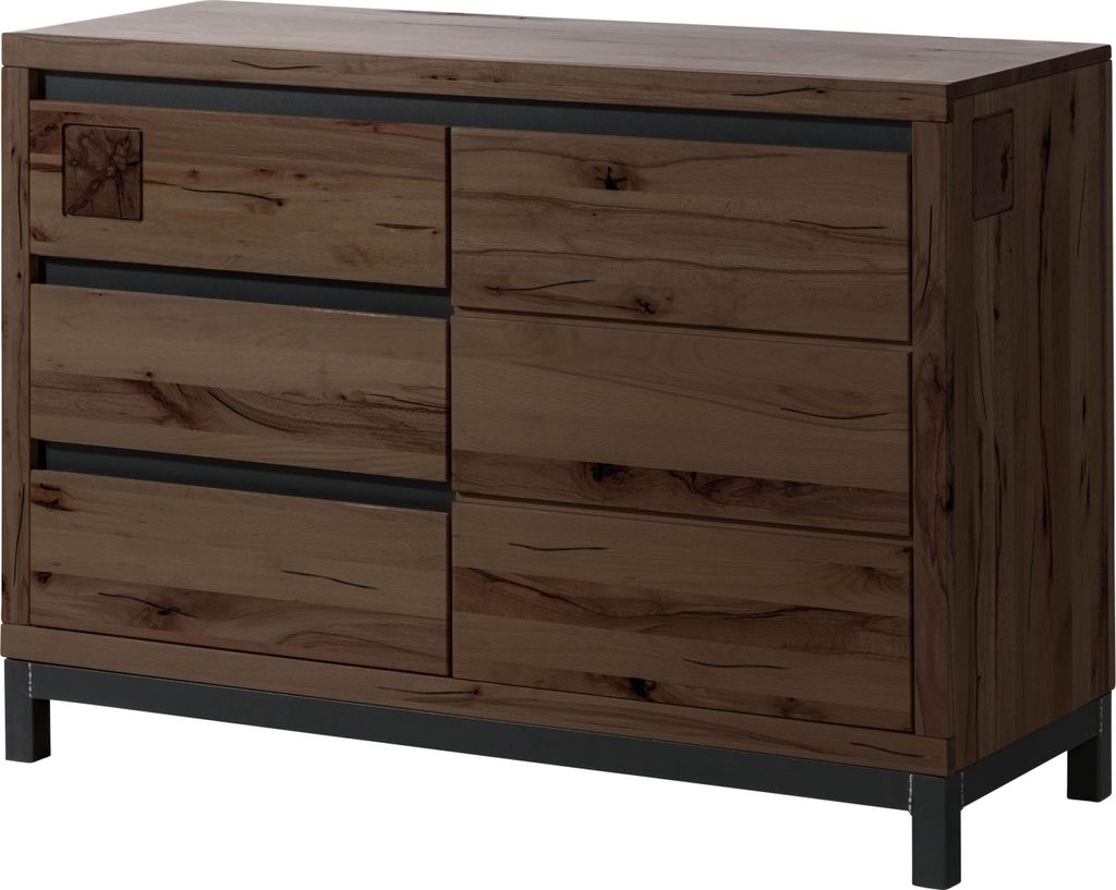 MASSIVMOEBEL24 Sideboard Kernbuche 120x45x85 tabacco braun geölt VILLANDERS #210