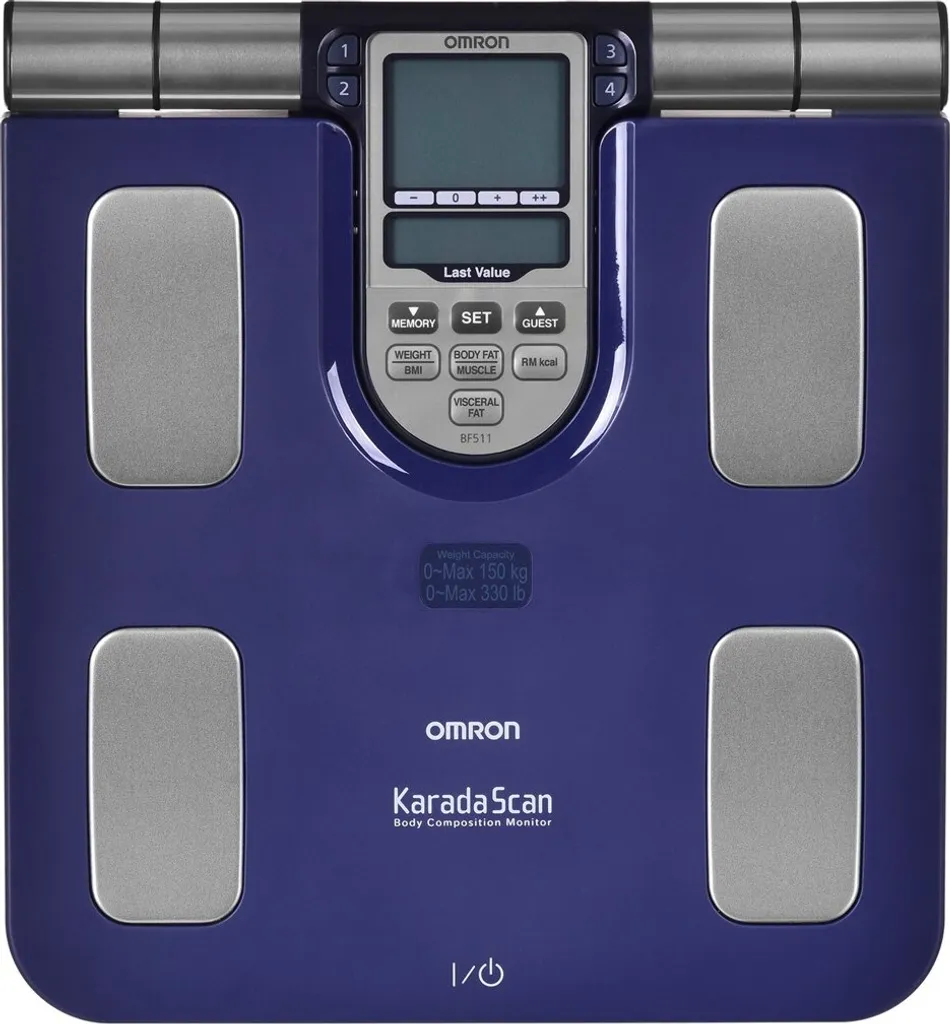 Bilancia Elettronica Omron BF511: Design Quadrato e Precisione Blu - 3