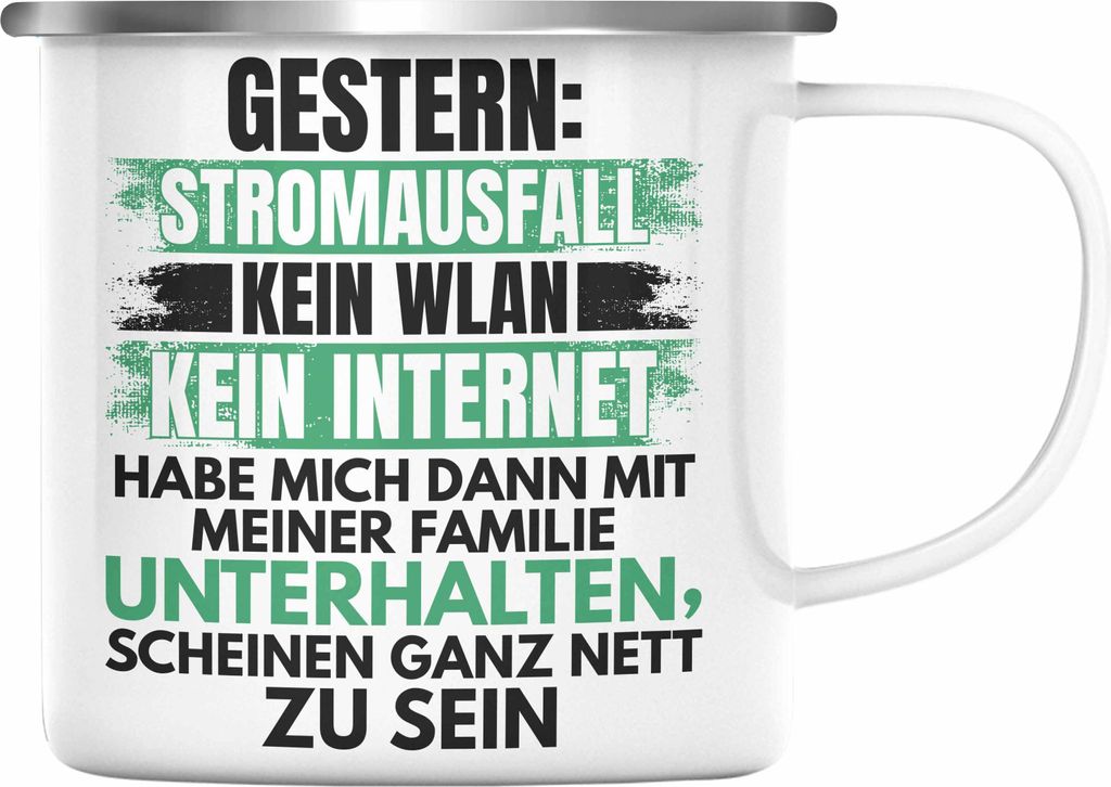 Trendation - Lustige Gamer Emaille Tasse Zocker Geschenk Produktbild 