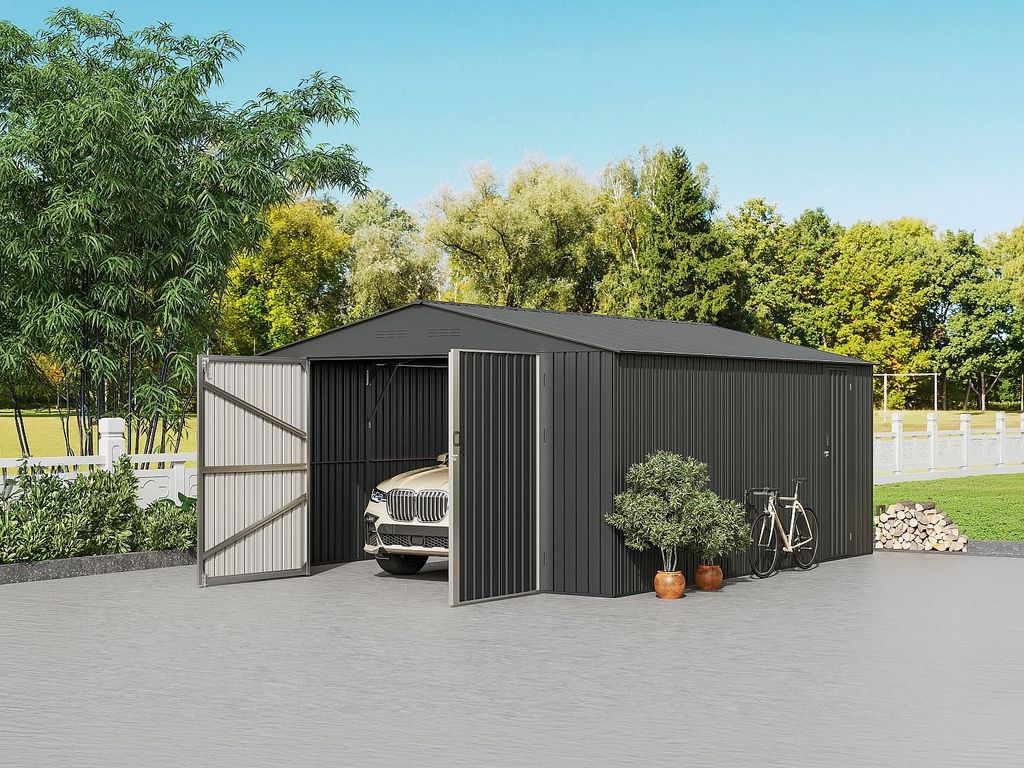Verzinkter Stahlgarage mit Servicetür - anthrazitgrau - 19 Produktbild 