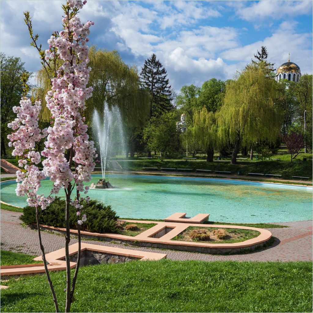 Wallario Magnet für Kühlschrank / Geschirrspüler, magnetisch haftende Folie - 60 x 60 cm, Motiv: Frühling im Stadtpark