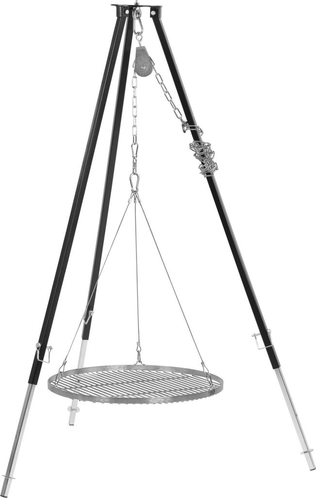 BBQ-Toro Dreibein Grill mit Ø 60 cm Grillrost, 110 - 175 cm, Schwarz, Dreibein für Schwenkgrill
