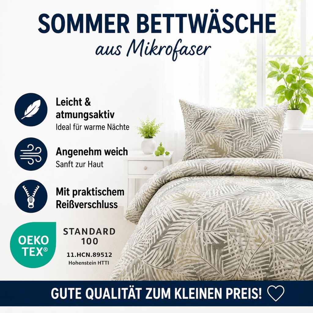 Sommer Bettwäsche 135x200 cm Mikrofaser – – Mit