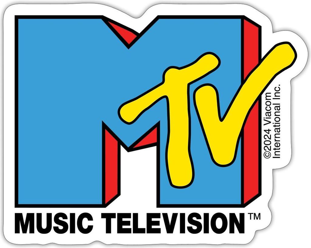 Spreadshirt MTV Music Television Ikonisches Logo Sticker Aufkleber, 10 x 10 cm, Mattweiß