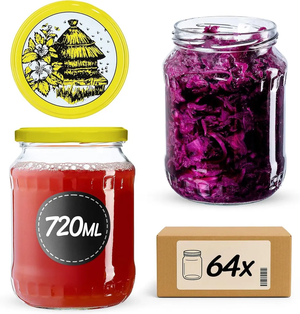 Barattoli Marmellata KADAX Jukka 720ml: Vetro Robusto Set 64 Pezzi