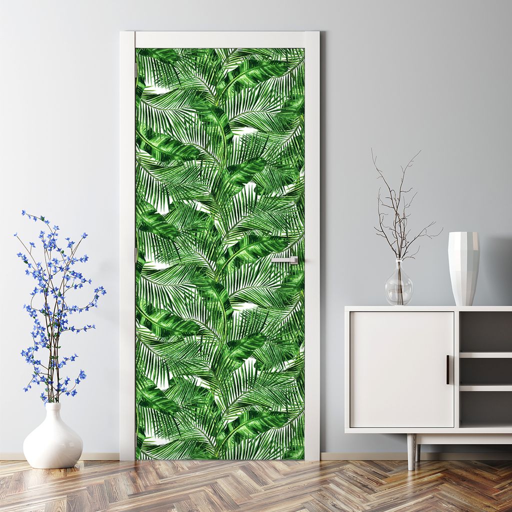Dekorative Klebefolie selbstklebend Tapete Türposter Große Tropenblätter 70 x 200 cm