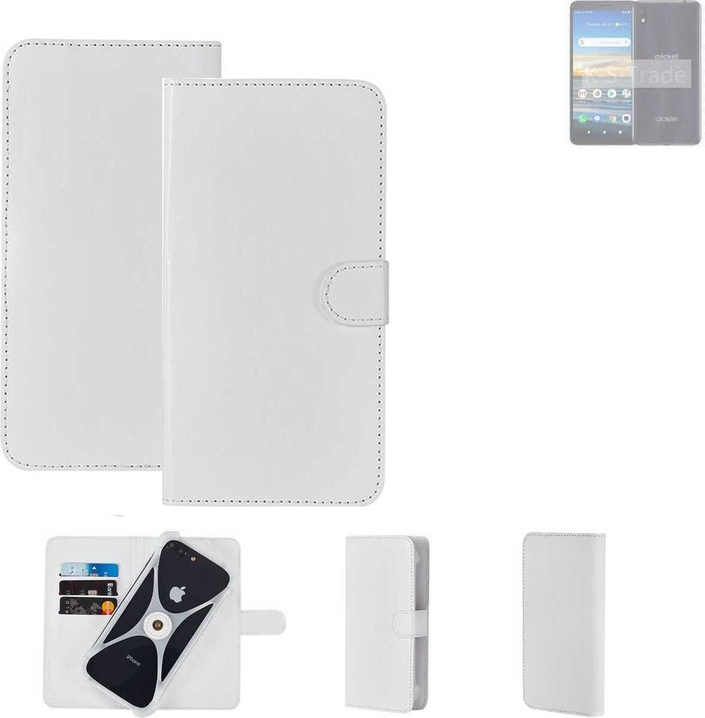 K-S-Trade Handy Hülle Schutz Hülle kompatibel mit Alcatel Lumos Cover Case Bookstyle Bumper weiß 1x