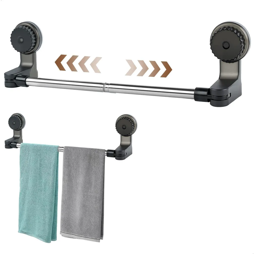 Porte-serviette noir sans perçage avec angle réglable en acier inox