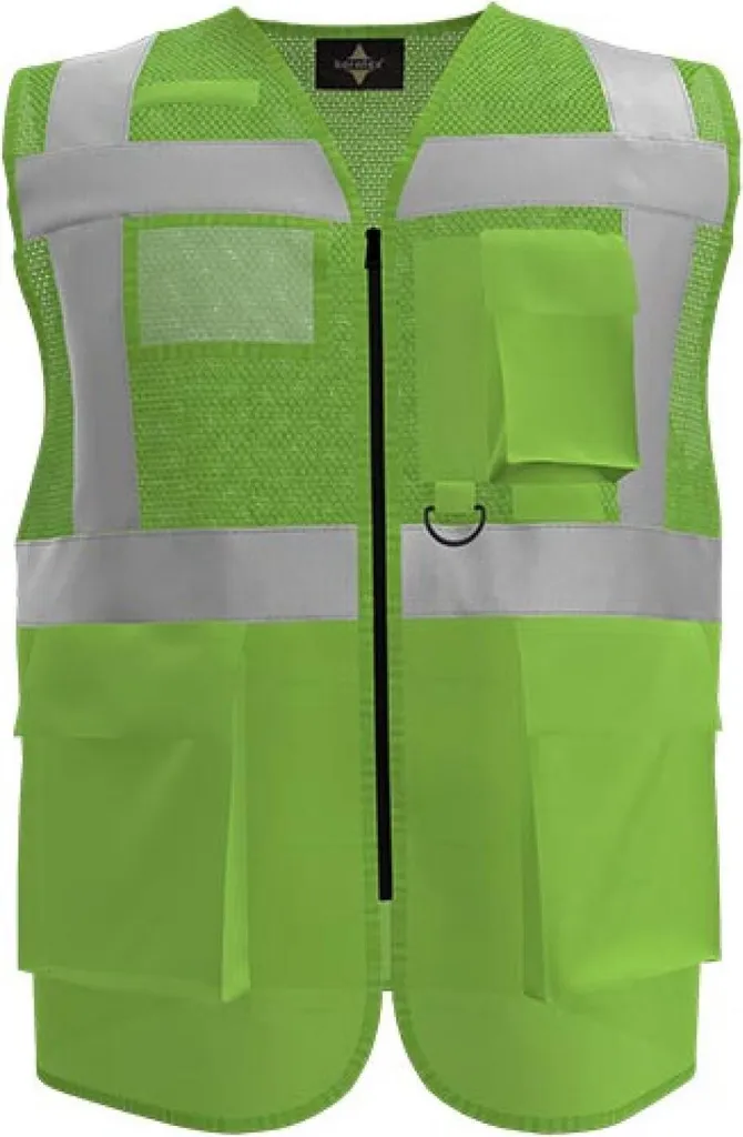 Gilet Alta Visibilità Korntex KXMFGB5XL - Multitasche, EN ISO 20471, Colori Giallo/Arancione, Certificato Oeko-Tex