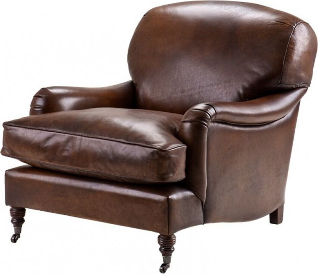 Chesterfield Luxus Echt Leder Ohrensessel Vintage Leder Dunkelbraun von Casa Padrino - Club Sessel