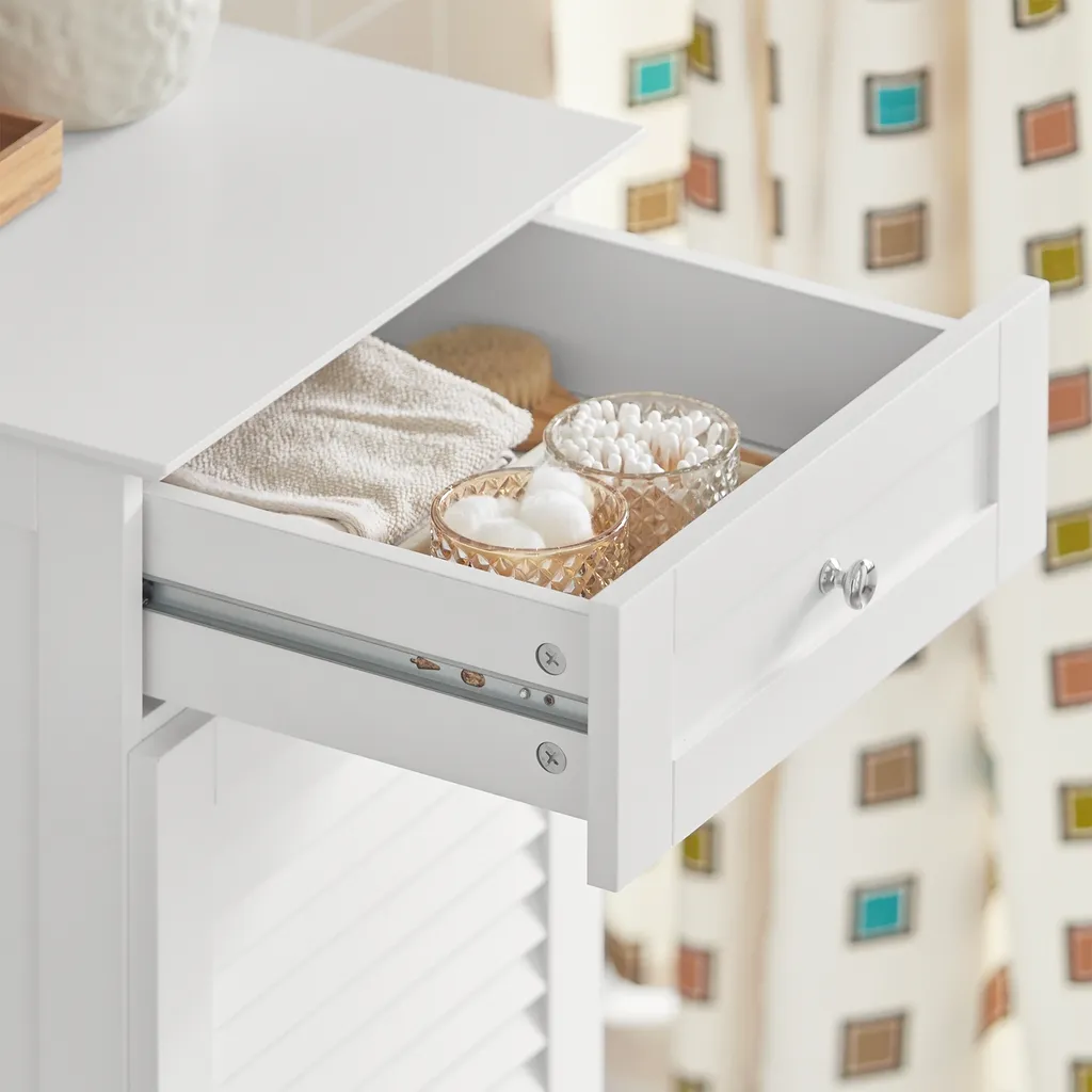 SoBuy BZR73-W Armadio per la lavanderia con sacchi pieghevoli per la biancheria Sacco per la lavanderia Cassettone per la lavanderia Cesto per la biancheria Armadio per il bagno Mobili per il bagno Bianco WD circa 40x90x38cm - 6