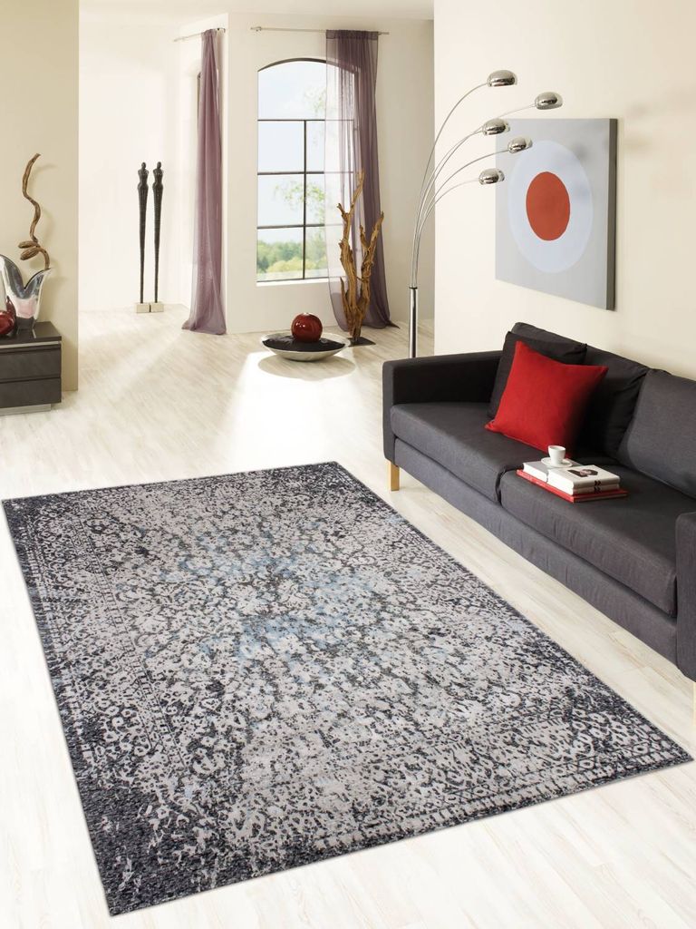 Teppich FLORENZ | Farbe: Anthrazit; Größe: 250x350 cm | strapazierfähig und leicht zu reinigen | Wohnzimmer | Schlafzimmer