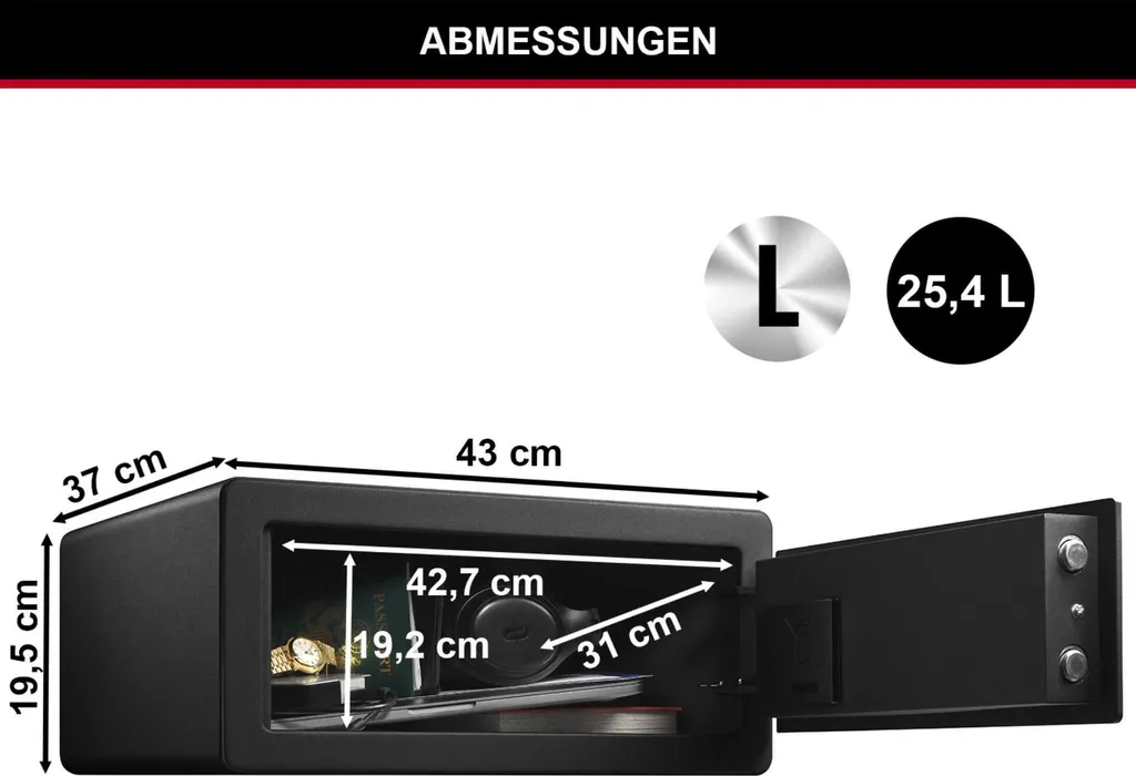 Coffre-fort Biométrique LX110BEURHRO Idéal pour Documents et Bijoux