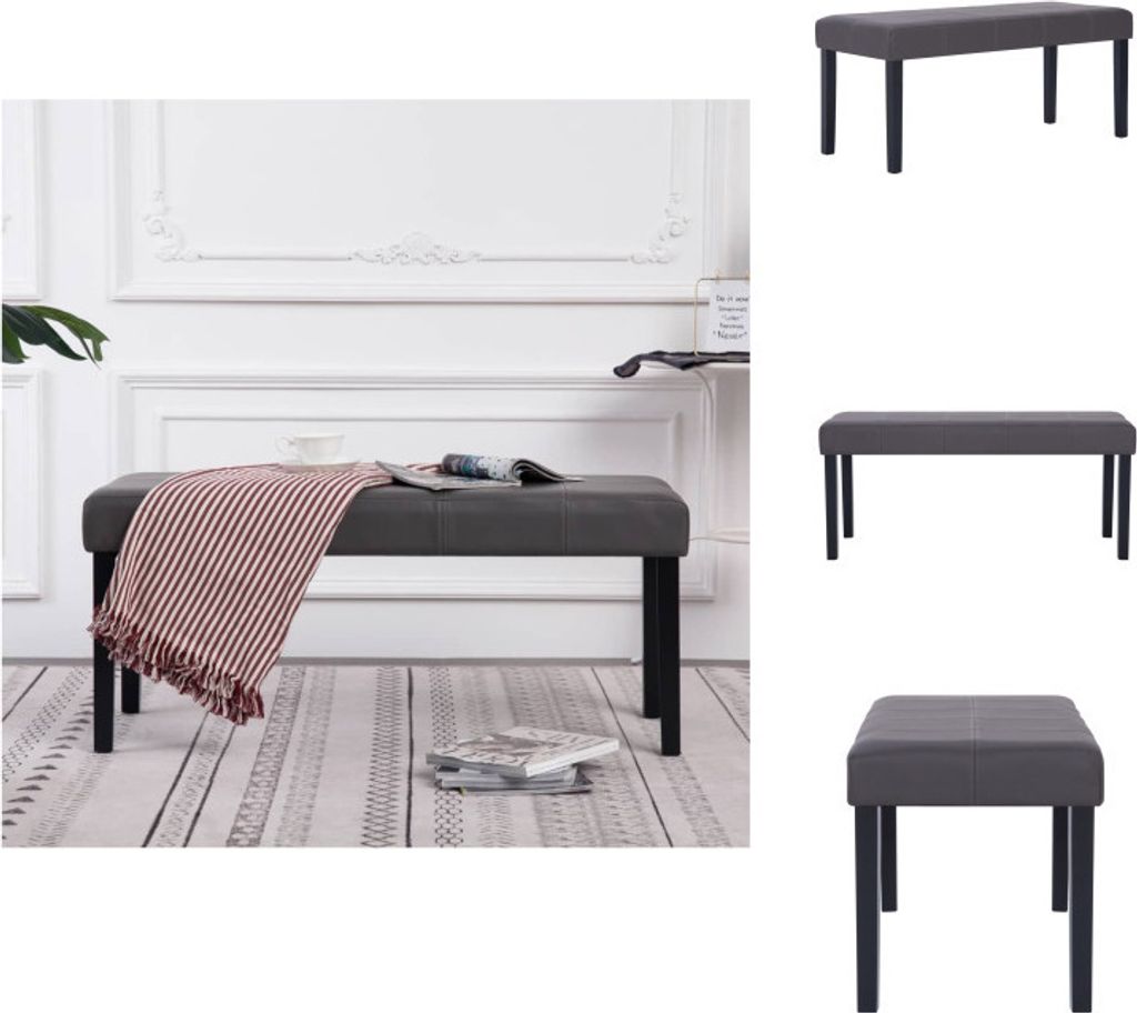 vidaXL Sitzbank 106 cm Grau Kunstleder - Truhen- & Flurbänke