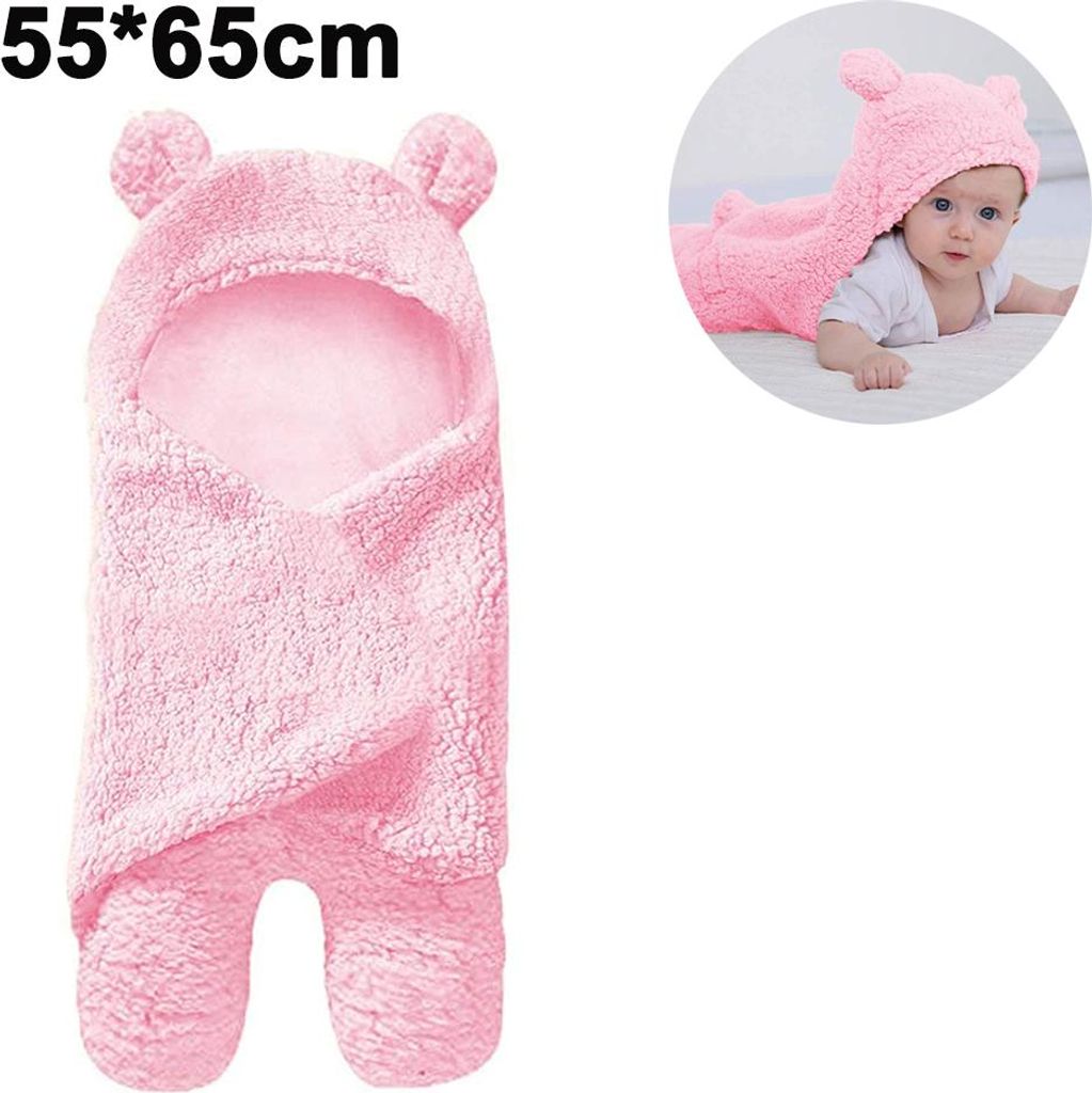 Baby-Wickeldecke für Jungen und Mädchen, niedliche Baumwoll-Plüschdecke, Babyschlafsack