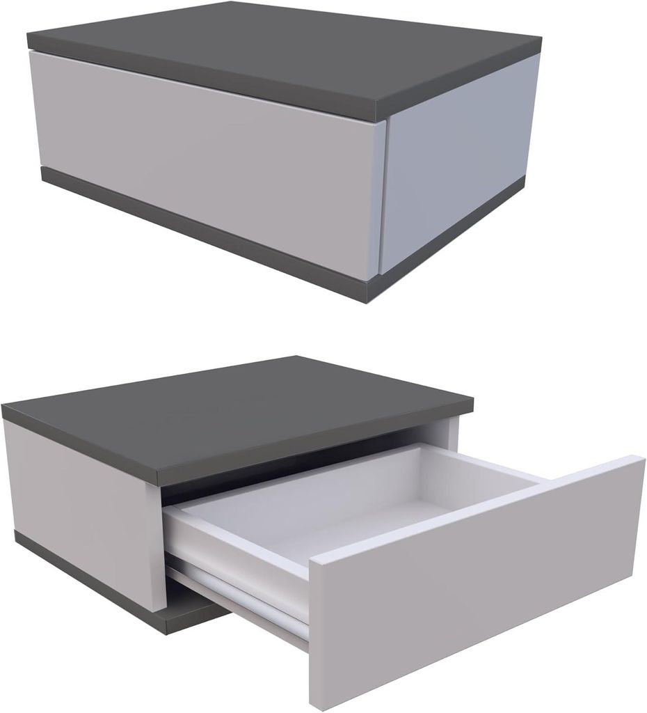 Happy Babies Hängender Nachttisch Weiß Wandregal mit Schublade Nachtkonsole Deco für Schlafzimmer Eleganter Nachtkommode, Set bestehend aus 2 St...