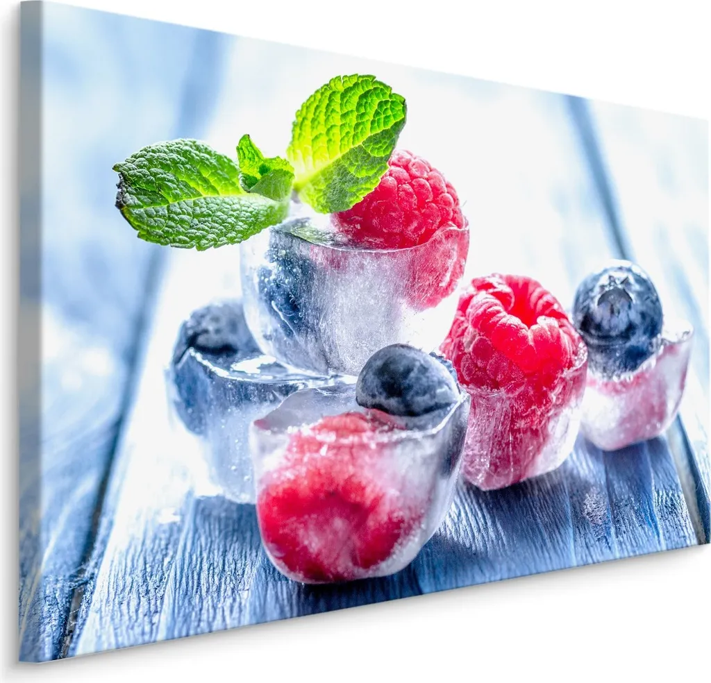 Decorazione Parete Cucina 90x60 cm - Quadro Tela Frutta e Gelato XXL