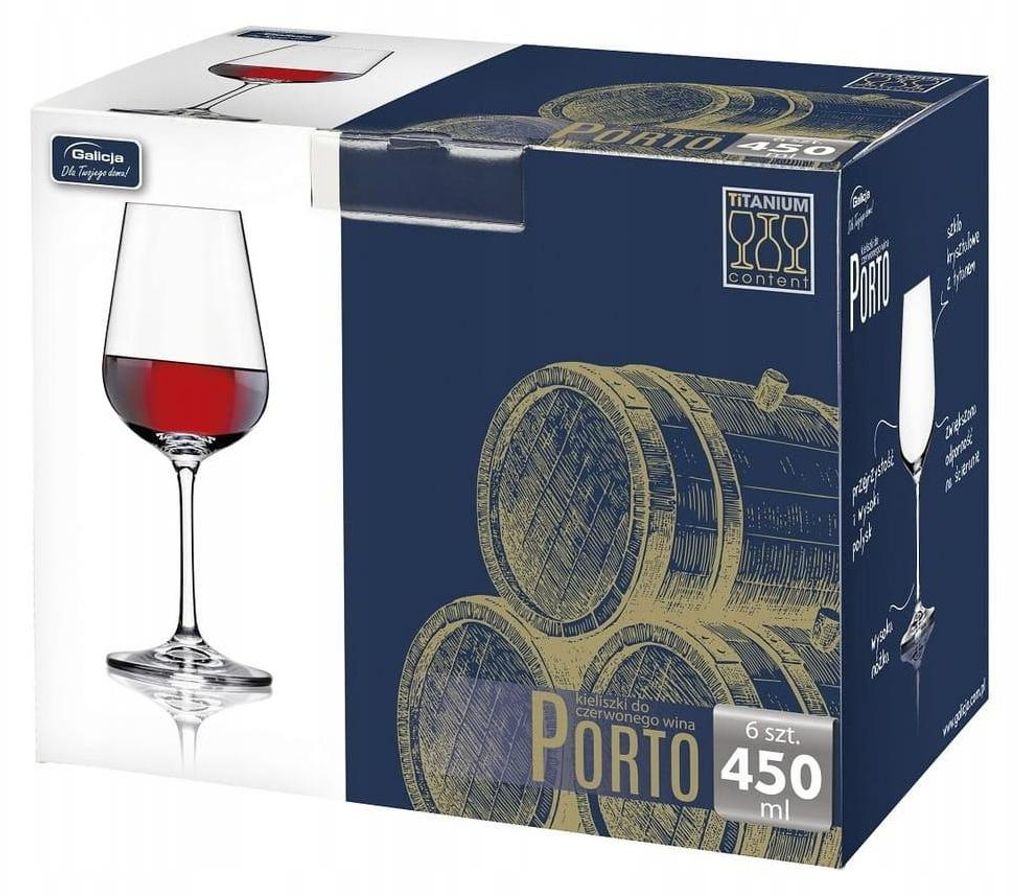 Glas Rotweingläser 450 ml 6 Stück PORTO Kristallglas