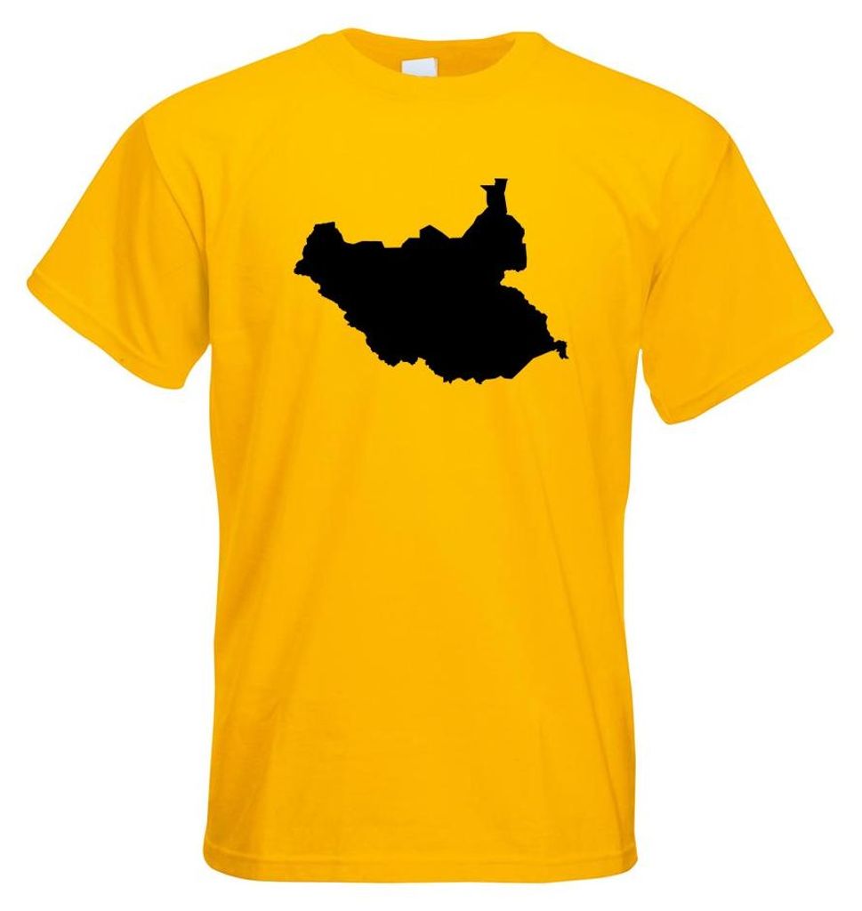 Kiwistar - T-Shirt - gelb - Südsudan Umriss Kontur Herren Funshirt Bedruckt Design Sprüche Spruch Motive - mit Motiv Bedruckt - Funshirt Design -...