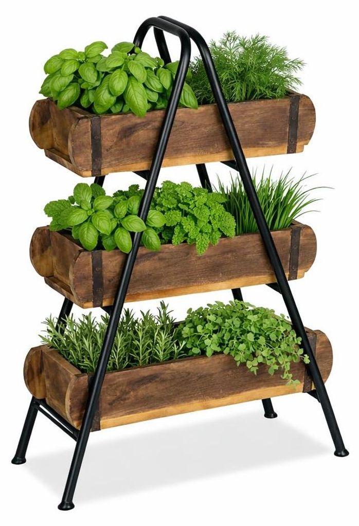 Ziegelform Ständer Sanremo gross Set 3 Formen 43 x 18 x 60 cm, Regal aus Holz und schwarzem Metall, inklusive 3 Ziegelformen, Vintage Organizer f...
