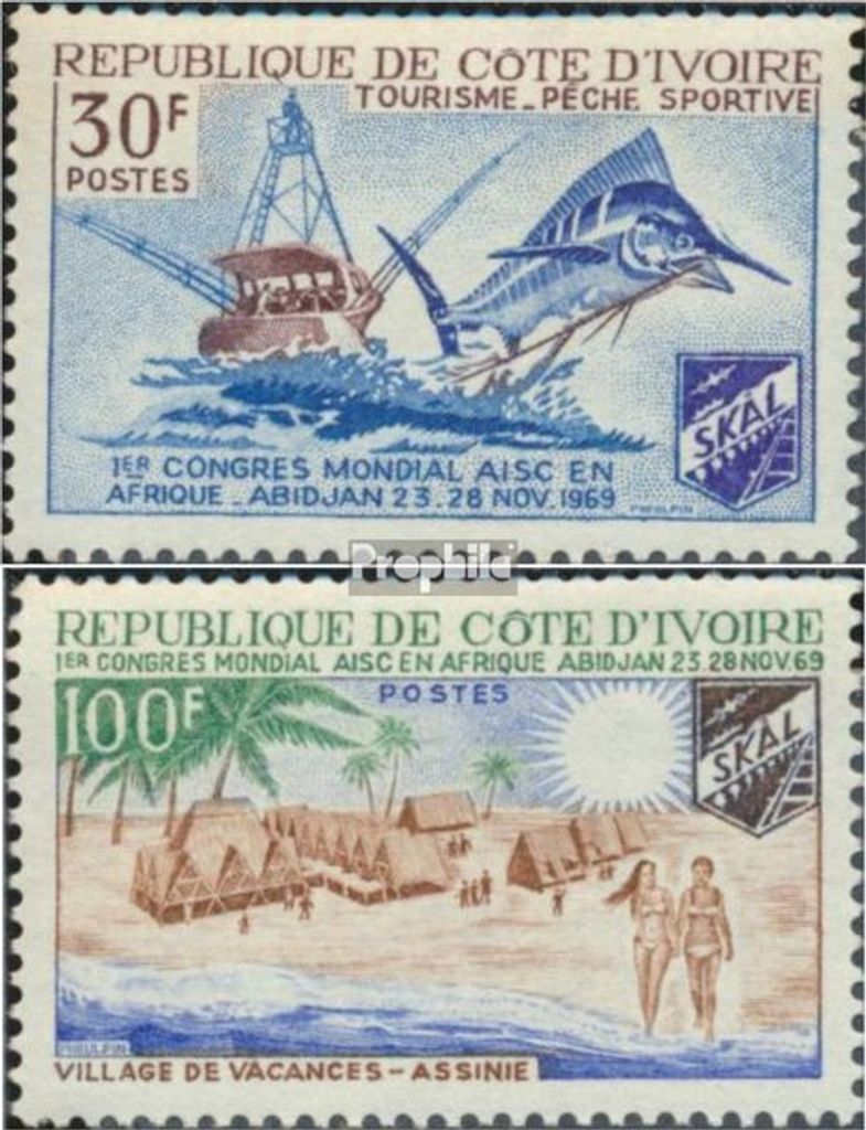 Briefmarken Elfenbeinküste 1969 Mi 351-352 (kompl.Ausg.) postfrisch Skal Club