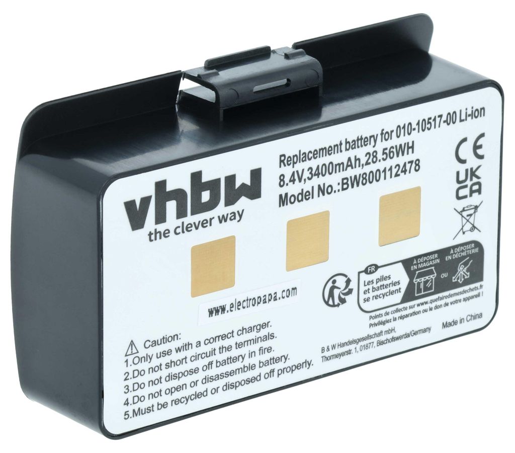 vhbw Akku kompatibel mit Garmin 010-00543-00, EGM478, 100054300, 3580100054300 GPS Navigation Navi (3400 mAh, 8,4 V, Li-Ion)