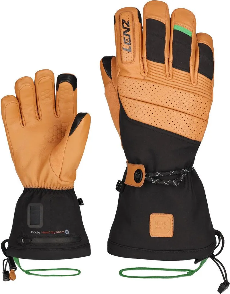Gants de ski chauffants Lenz 9.0 en cuir isolants pour le grand froid