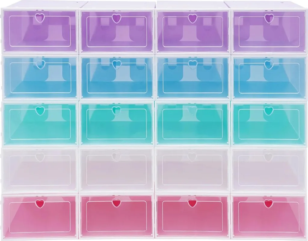 Boîtes à chaussures transparentes et pliables en PP, lot de 20 pièces