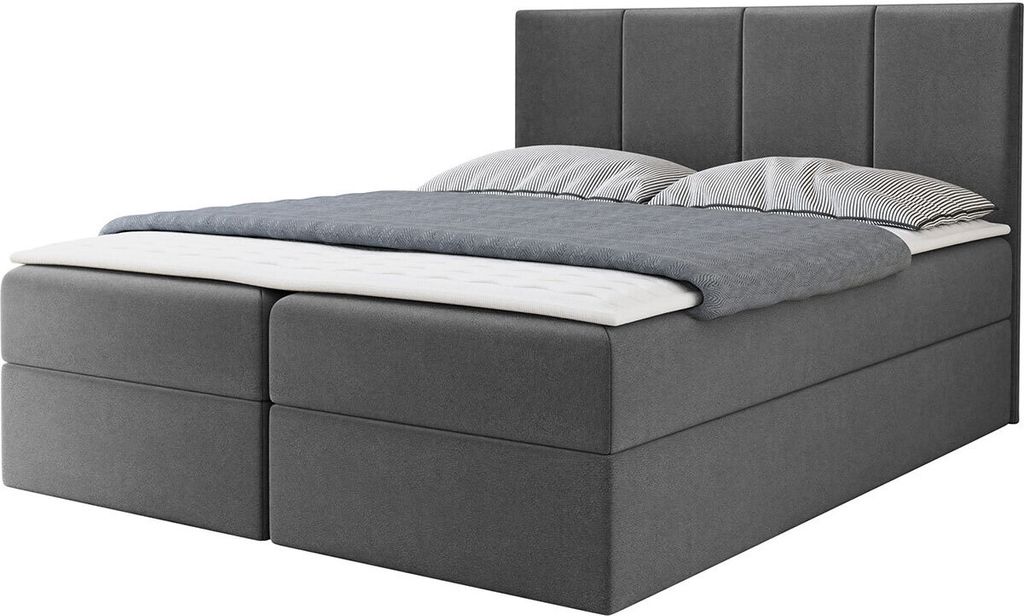 MIRJAN24 Boxspringbett Rebos, Ehebett mit zwei Bettkästen, Doppelbett mit Topper (Manila 16, Größe: 140x200 cm)