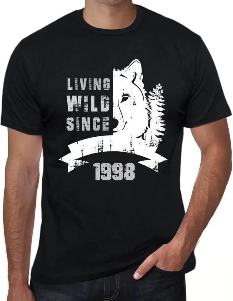 Herren Grafik T-Shirt Wildes Leben seit 1998 – Living Wild Since 1998 – Geschenk 26. Geburtstag Jahrestag 26 Jahre Jubiläum 26 Jährige Mann J...